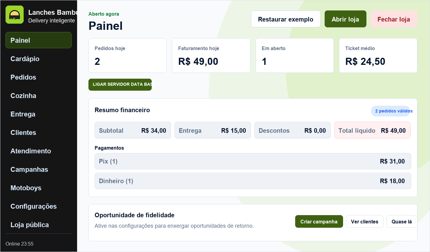 Print do painel Lanches Bambu's